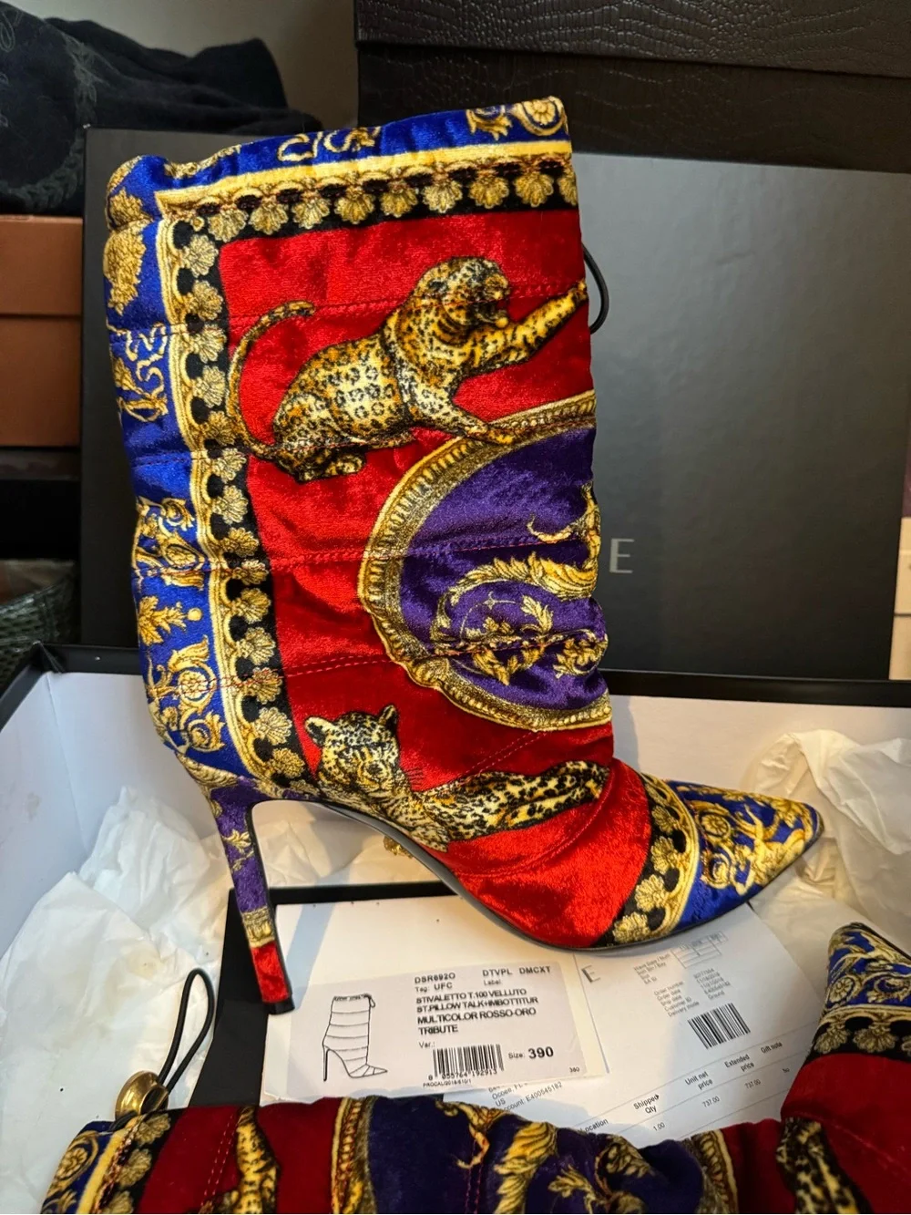 Versace St. Pillow Talk Tribute Kim Boot Velvet Baroque Ankle Bootie